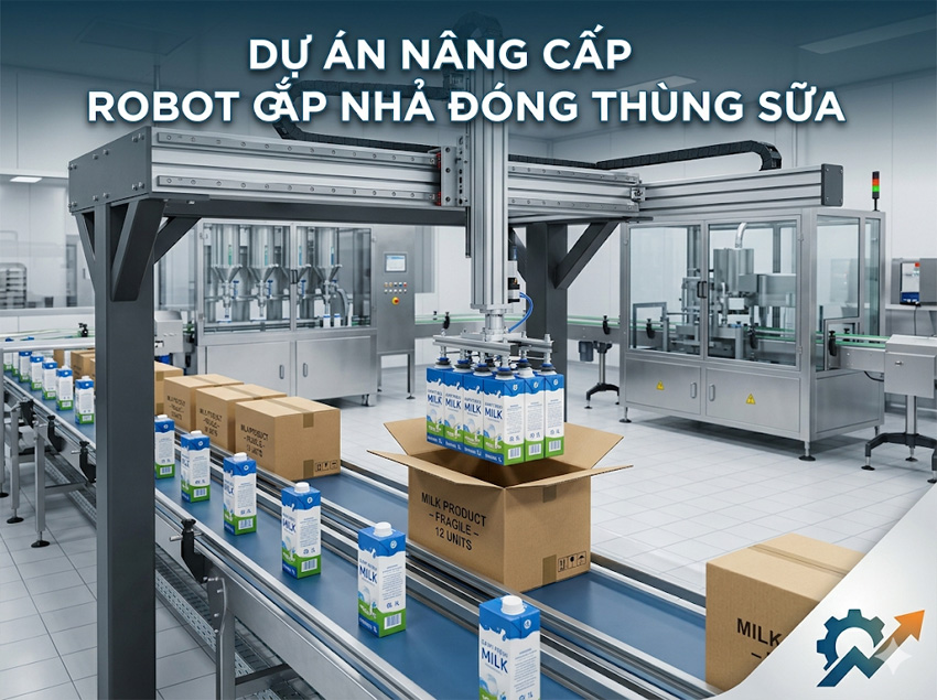 Dự án nâng cấp cải tạo Robot gắp nhả đóng thùng thành phẩm trong dây chuyền sản xuất sữa