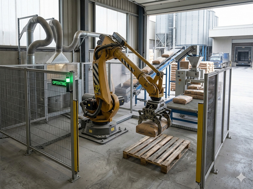 Dự án robot trong dây chuyền đóng bao xi măng